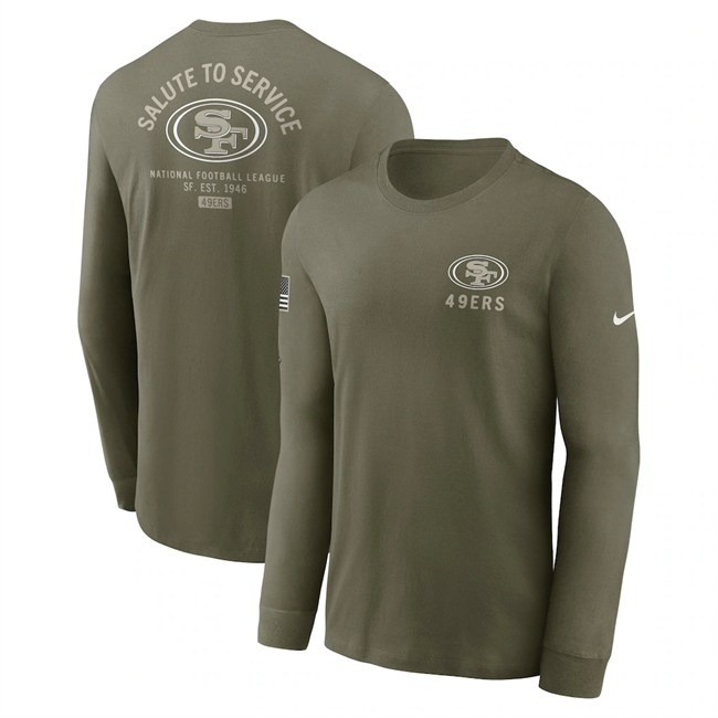 Men's Olive San Francisco 49ers 2025 Salute to Service Sideline Long Sleeve T-Shirt